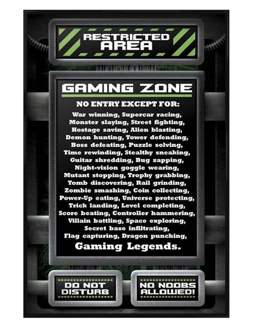 Image of Gaming Zone Gloss Black Framed Restricted Area Poster