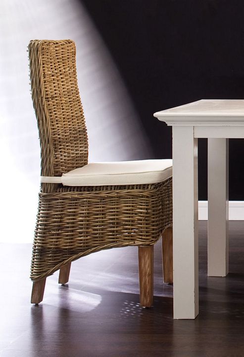 Image of Whitehaven Painted Rattan Dining Chair With Cushion