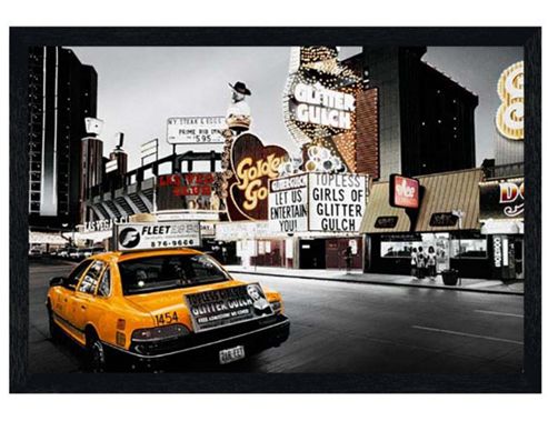 Image of Las Vegas Black Wooden Framed Glitter Gulch Poster
