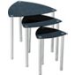Home Essence Dayton 3 Piece Nests of Table Set in Black Glass and Chrome