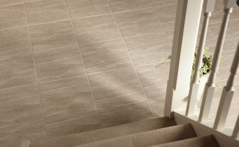 Image of Elgin Marbles Travertine Porcelain Floor Tile 333x333mm Box Of 9 (1.00 M-- / Box)