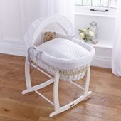Clair de lune Dimple White Wicker Moses Basket - White