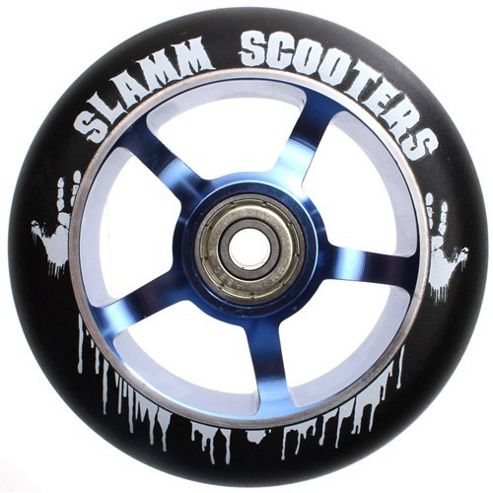 Image of Slamm 110mm Essential Spoke Metal Core Scooter Wheel And Bearings - Blue