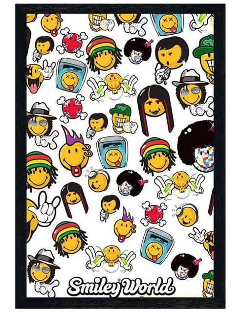 Image of Smiley World Black Wooden Framed Smiley Music Poster