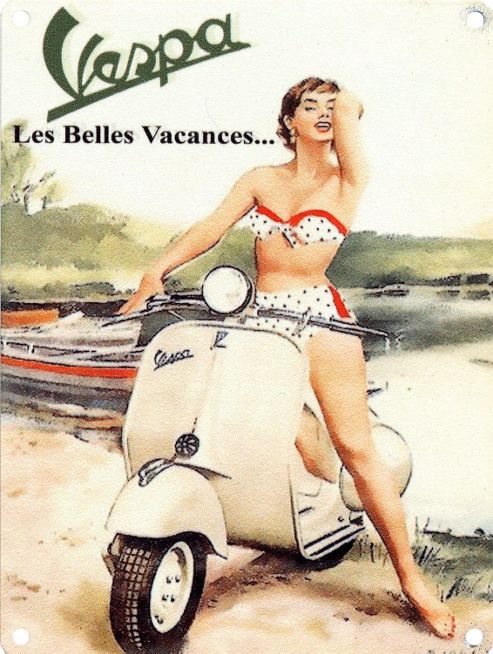 Image of Vespa Les Belles Vacances Tin Sign