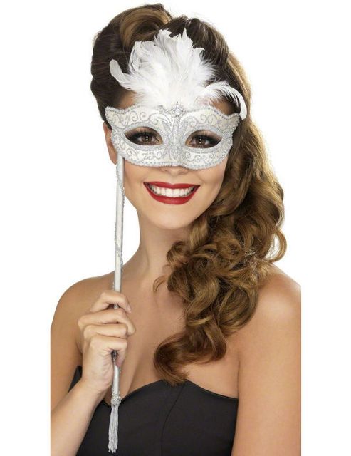 Image of Masquerade Mask On Stick