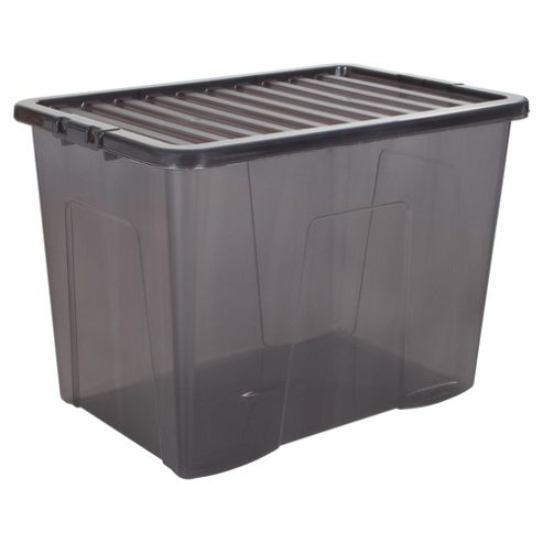 Image of Plastic Storage Box With Lid - 80l - Grey
