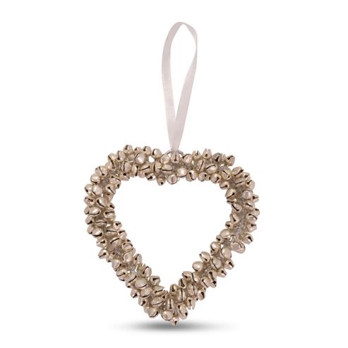 Image of Medium Silver Cluster Bell Heart Shaped Hanging Decoration
