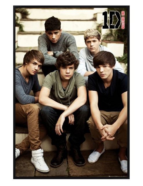 Image of One Direction Gloss Black Framed Stars On The Stairs 1d Poster