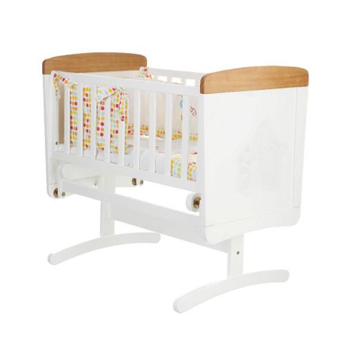 Image of Disney Winnie The Pooh Gliding Crib & Mattress - White With Pine Trim