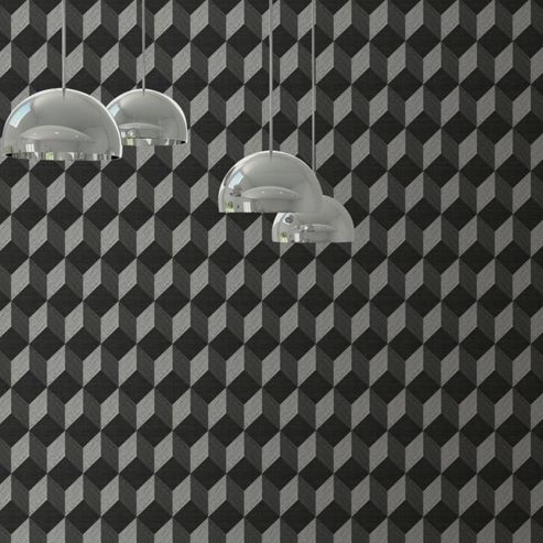 Image of Muriva Cubix Wallpaper - Black