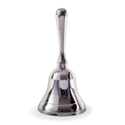 Image of Simple Silver Coloured Metal Christmas Hand Bell