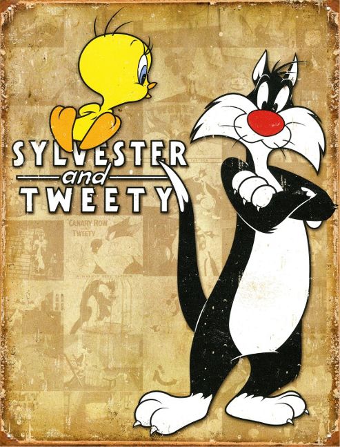 Image of Looney Tunes Sylvester & Tweety Pie Tin Sign