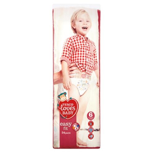 Image of Tesco Loves Baby Easy-fit Nappies - Size 6 - Extra Large - Economy Pack - 34 Pants