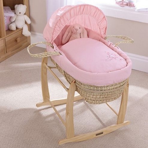 Image of Clair De Lune Palm Moses Basket (starburst Pink)