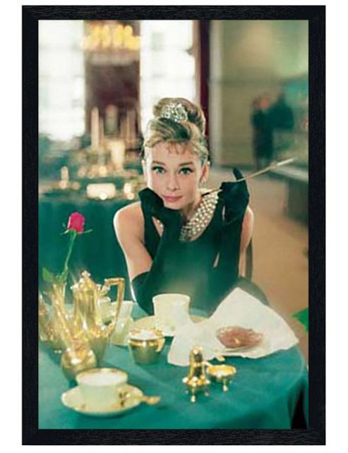 Image of Breakfast At Tiffany's Black Wooden Framed Audrey Hepburn As Holly Golightly Poster