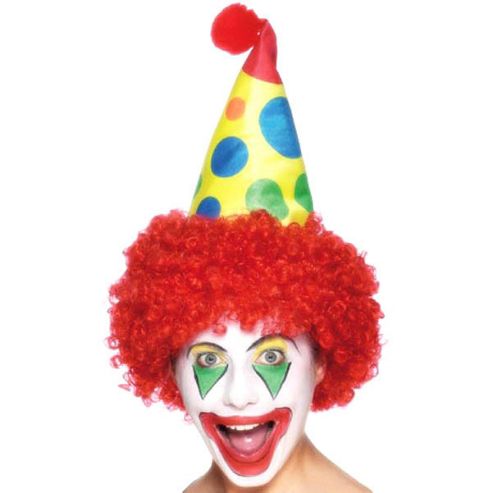 Image of Clown Hat With Attached Wig