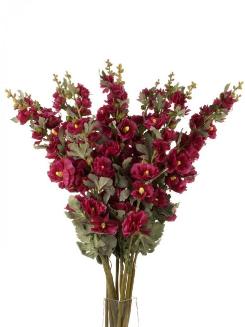 Image of Artificial 103cm Single Stem Magenta Hollyhocks X 12