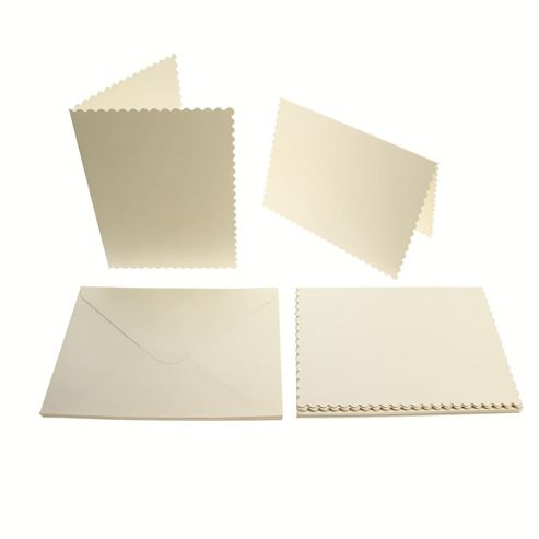 Image of 5x7 Scalloped Card Blanks 300gsm 12pk - Cream
