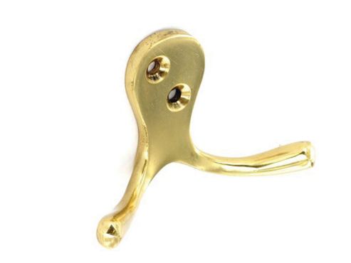 Image of Securit S2567 Double Robe Hook Brass 75mm