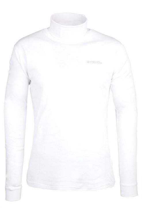 Image of Meribel Mens Cotton Roll Neck Top - White