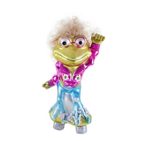 Image of Mrs. Disco Frog Hanging Glass Bauble Christmas Tree Decoration