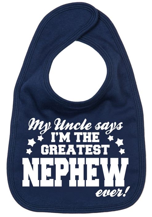 Image of Dirty Fingers, Uncle Says Greatest Nephew Ever, Baby Feeding Bib, Navy