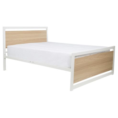 Image of Pasedena Double Metal Bedframe, White/oak