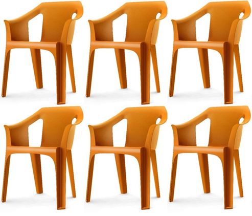 Image of Resol "cool" Garden Outdoor / Indoor Designer Plastic Chairs - Orange - X6