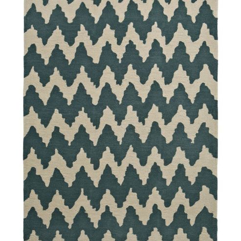 Image of Think Rugs Hong Kong Teal/beige Tufted Rug - 120 Cm X 170 Cm (3 Ft 9 In X 5 Ft 7 In)