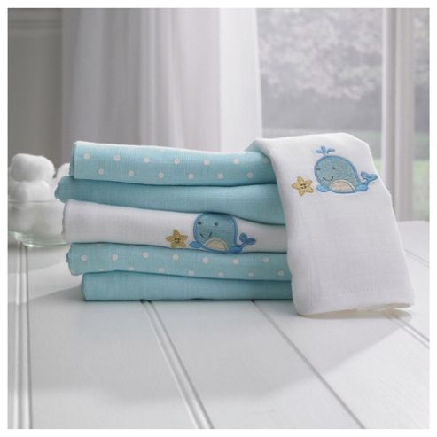 Image of Lollipop Lane Blue Whale Muslinsquares6pk