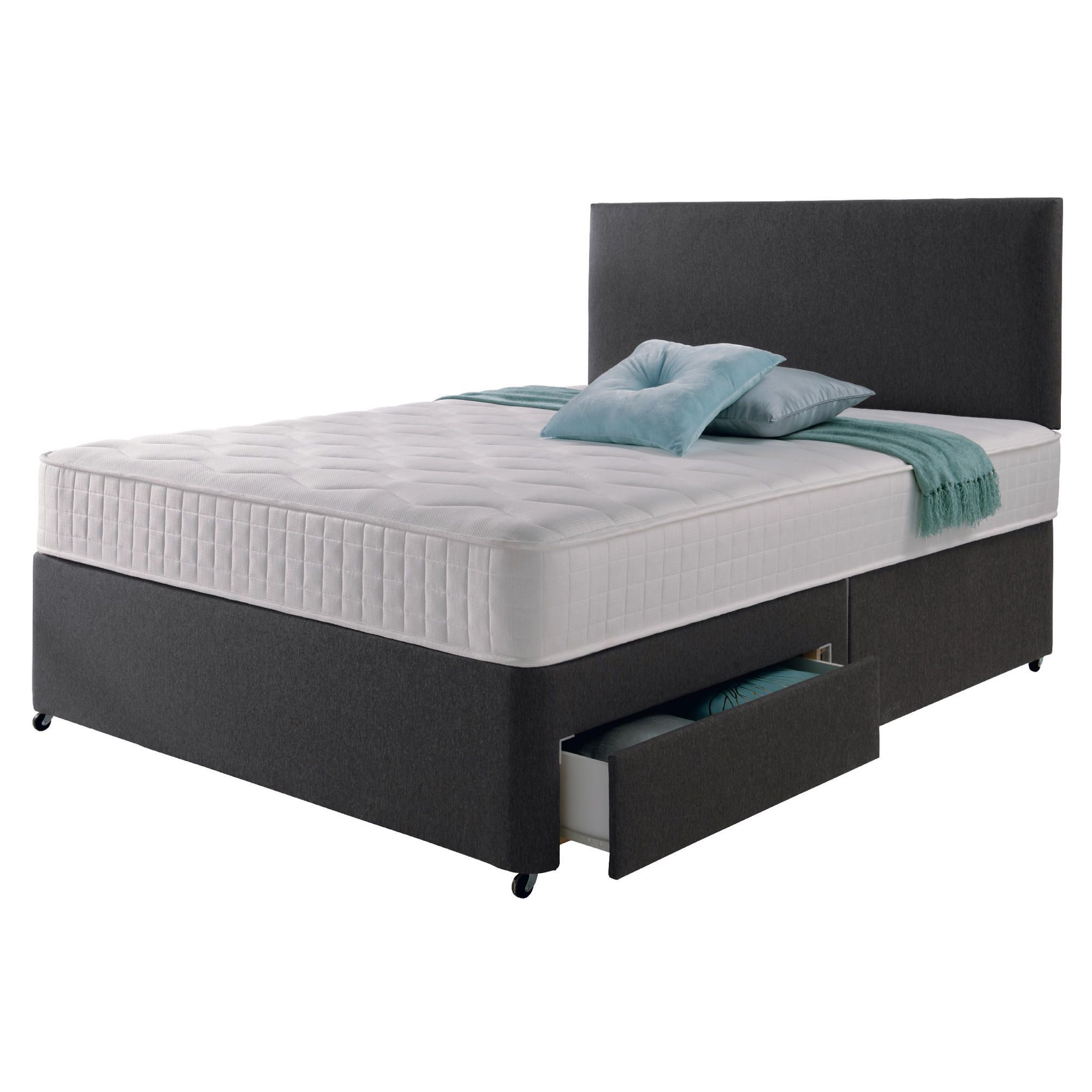 Rest Assured Memory 2 Drawer Super King Divan and Headboard Charcoal at Tesco Direct