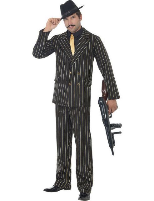 Image of Gold Pinstripe Gangster Costume Medium