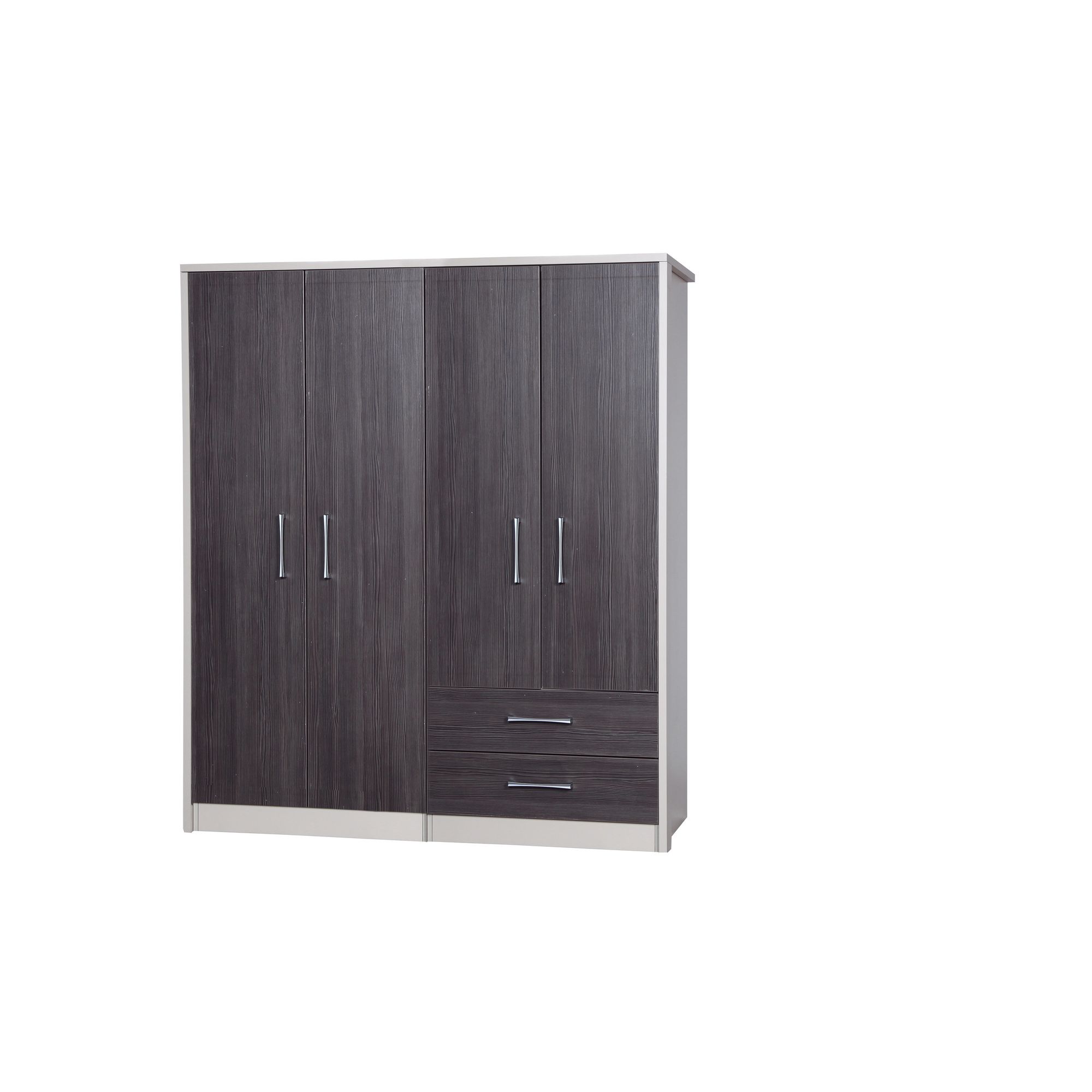 Alto Furniture Avola 4 Door Combi and Regular Wardrobe - Cream Carcass With Grey Avola at Tesco Direct