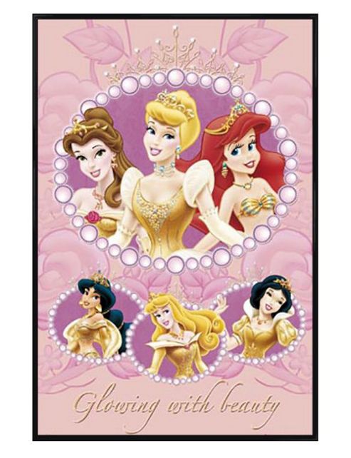 Image of Disney Princess Gloss Black Framed Glowing With Beauty Poster