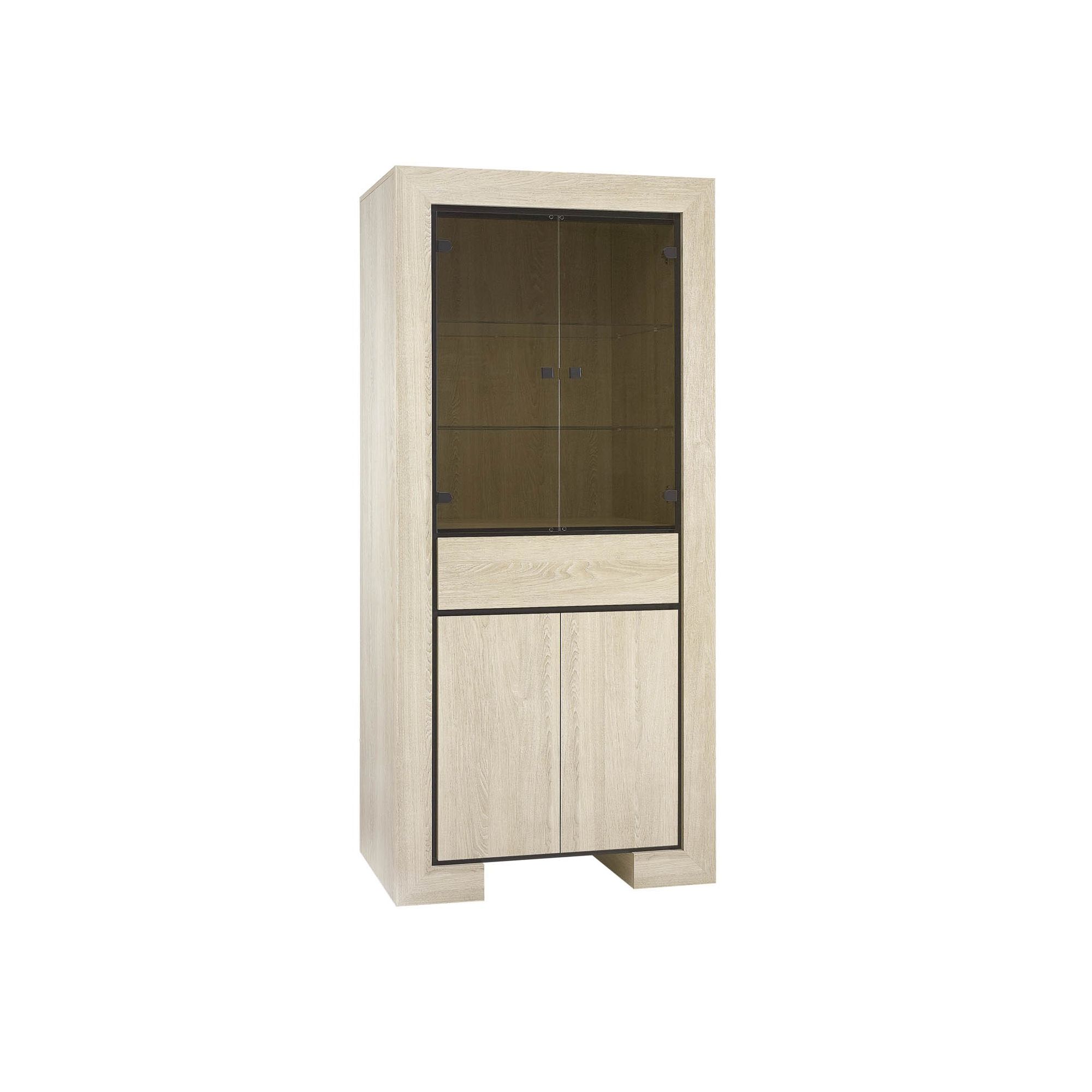 Urbane Designs Dominica Four Drawer Tall Double Display Cabinet in Oak at Tesco Direct