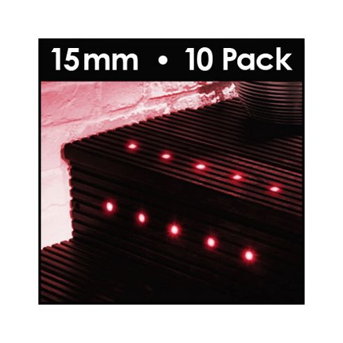 Image of Minisun Pack Of 10 15mm Led Decking Lights In Red