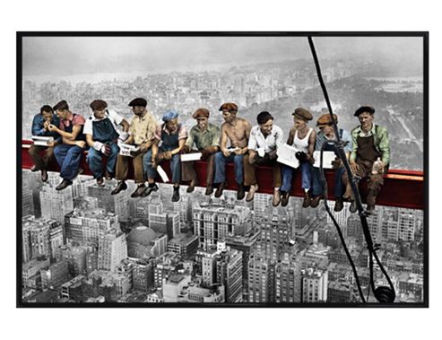 Image of Charles C Ebbet's Men On A Girder Gloss Black Framed A Classic Updated Poster