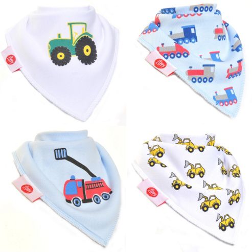 Image of Zippy Brum Brum! Bandana Dribble Bibs, 4 Pack, One Size