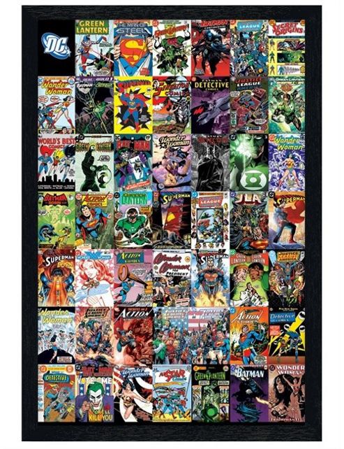 Image of Black Wooden Framed Dc Comics The World's Greatest Superheroes Poster