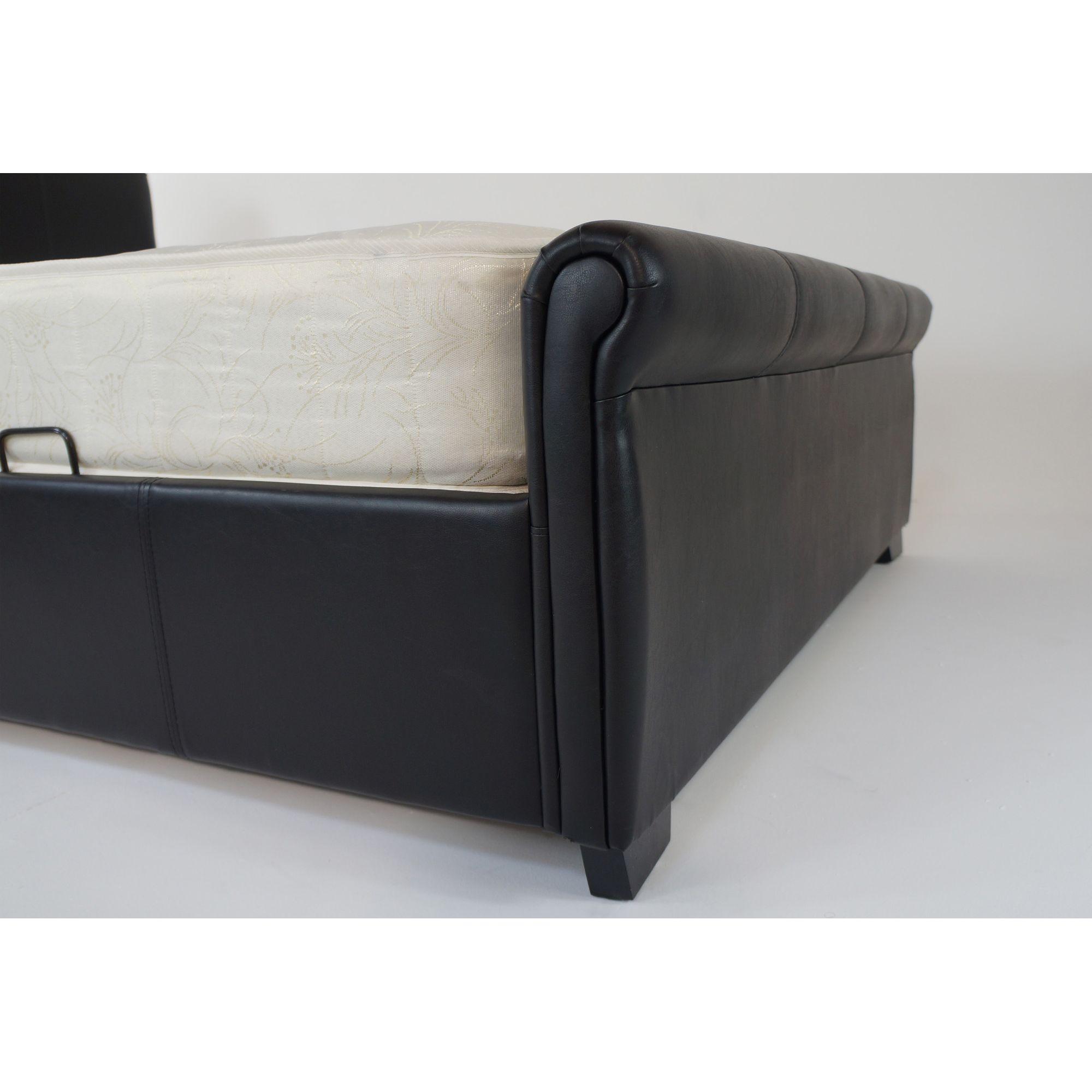 Alpha furniture Roma Real Leather Bed - Black - King at Tesco Direct