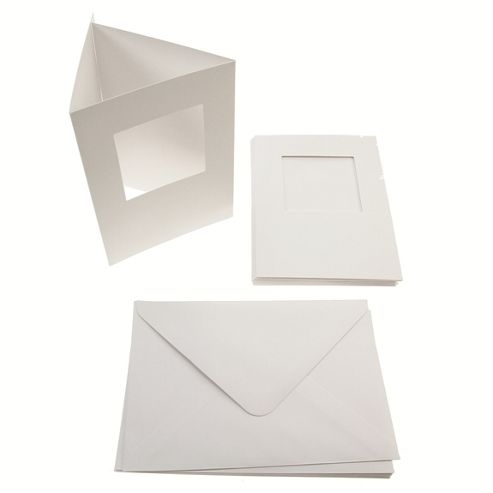 Image of A6 Tri Fold Photo Aperture Card Blanks 300gsm 10pk - White