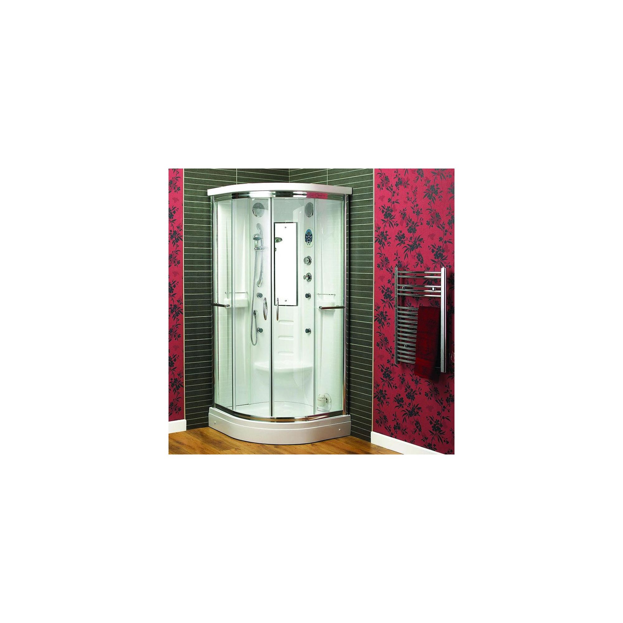 Aqualux Florenta Quadrant Steam and Shower Cabin, 900mm x 900mm, Polished Silver Frame, 5mm Glass at Tesco Direct
