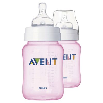 image 1 of Philips Avent Classic Bottle Pink 2X 260Ml