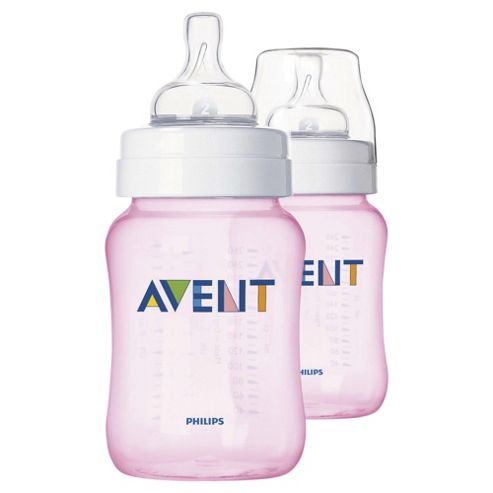 Image of Philips Avent Bottle - Classic - 260ml - 2 Pack - Pink