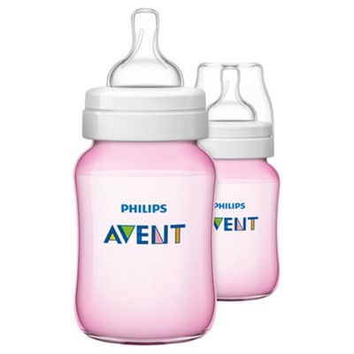 image 1 of Philips Avent Classic Bottle Pink 2X 260Ml
