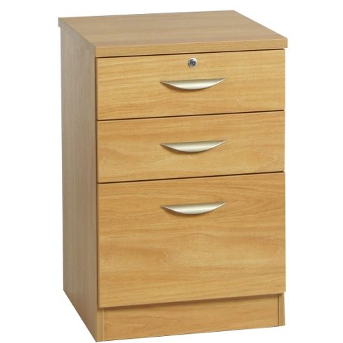 Image of Enduro Three Drawer Wooden Pedestal - Warm Oak