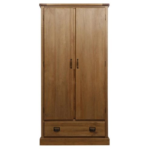 Image of Portobello Double Wardrobe With Drawer, Rustic Pine