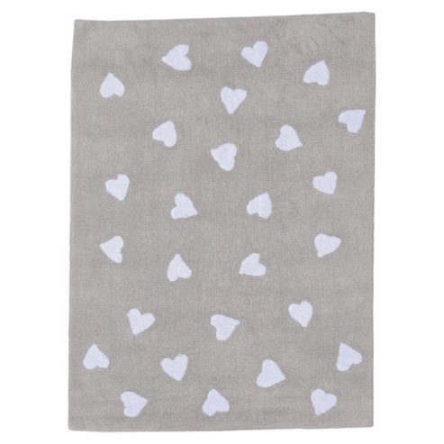 Image of Lorena Canals Linen Corazones White Children's Rug - 120 Cm W X 160 Cm D (3 Ft 11 In X 5 Ft 3 In)