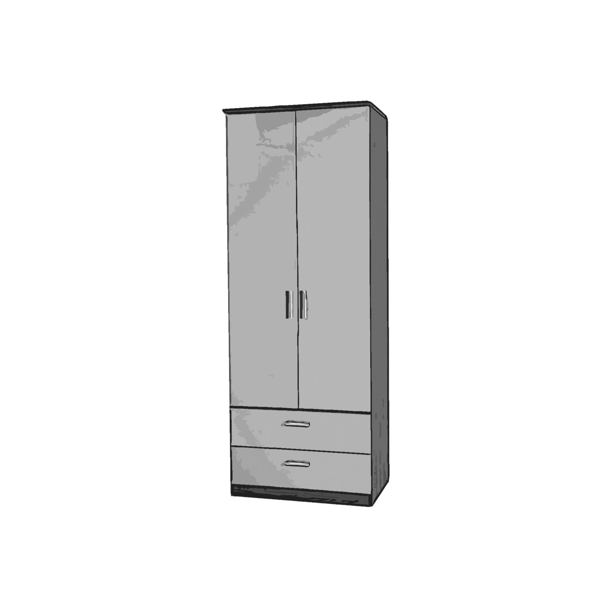 Welcome Furniture Mayfair Tall Wardrobe with 2 Drawers - Aubergine - Black - Cream at Tesco Direct